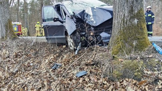 Gmina Murów: Nietrzeźwy kierowca uderzył w drzewo, dziecko przetransportowane śmigłowcem LPR