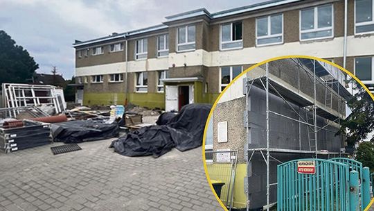 Szkoła w Kątach Opolskich przechodzi termomodernizację. Fotowoltaika, nowe okna i ogrody deszczowe