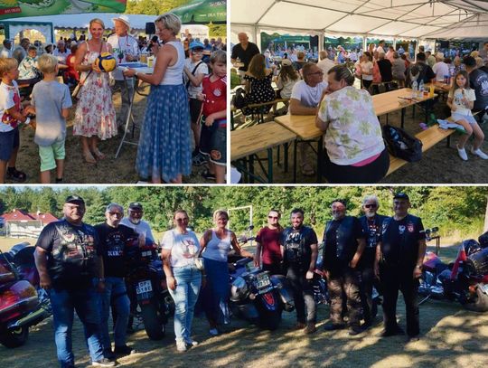 Rodzinny piknik w Miedzianej — dmuchańce, karuzela, kącik gastronomiczny i występ artysty na boisku sportowym.