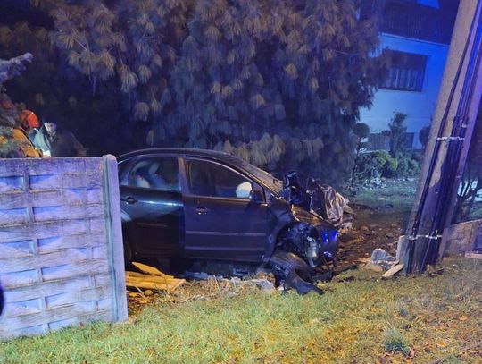 Fordem w ogrodzenie – kierowca miał 1,5 promila!