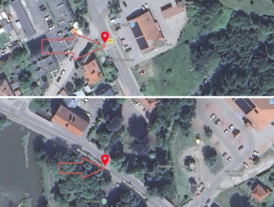 Przejście dla pieszych w Niemodlinie, które zostanie zmodernizowane w ramach programu Super Zebra – poprawa widoczności i bezpieczeństwa pieszych.