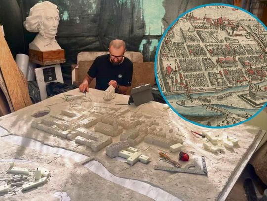 Model glinianej makiety przedstawiającej historyczne Opole z XVII/XVIII wieku, przygotowywany do odlewu z brązu