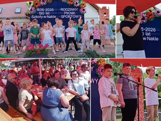 Uczniowie Szkoły w Nakle występują na scenie podczas jubileuszu 190‑lecia