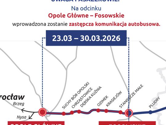 Prace kolejowe w gminach Ozimek i Chrząstowice. Pasażerów czeka komunikacja zastępcza