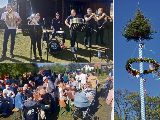 Ustawianie drzewka majowego podczas Maibaum Fest w Starych Budkowicach