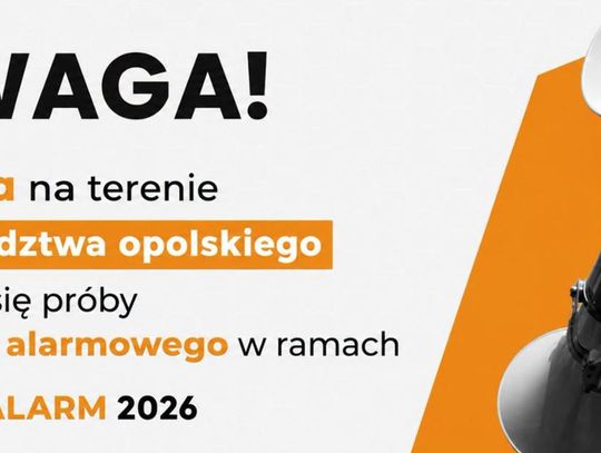Syrena alarmowa na budynku podczas ogólnopolskich ćwiczeń ALARM 2026. Mieszkańcy powiatu krapkowickiego otrzymują również Alert RCB.