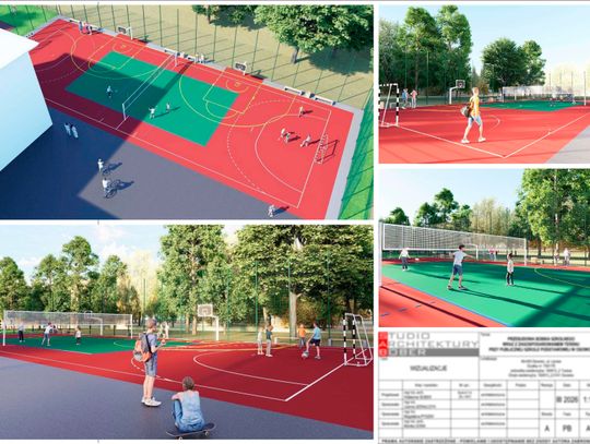 Projekt nowego boiska wielofunkcyjnego przy szkole w Osowcu w gminie Turawa