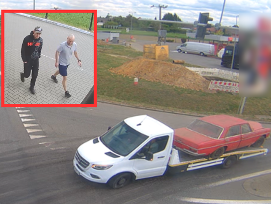 Policja publikuje wizerunek dwóch mężczyzn podejrzanych o kradzież Mercedesa 280 SE z garażu w Opolu przy ul. Wrocławskiej.