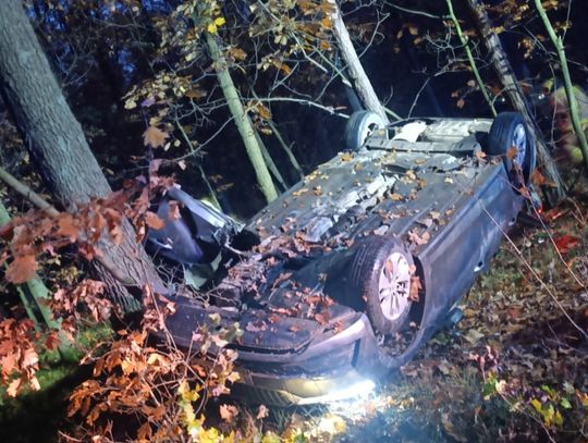 Zagadka pod Turawą: dachowanie w lesie, roztrzaskana Skoda i… ani śladu kierowcy