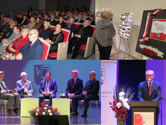 nA ZDJĘCIU Uczestnicy gali 35-lecia samorządu w Ozimku podczas uroczystości w Domu Kultury, przemówienia burmistrzów i radnych