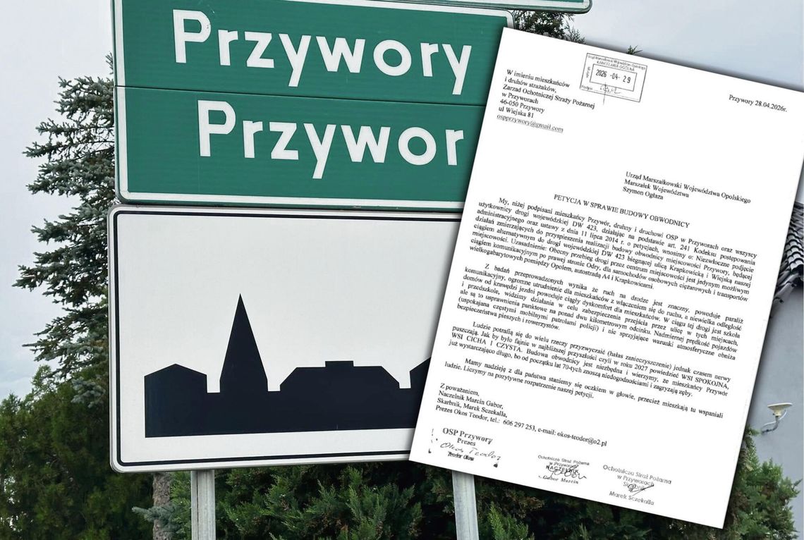 Mieszkańcy Przywór i druhowie OSP składają petycję w sprawie budowy obwodnicy na DW 423