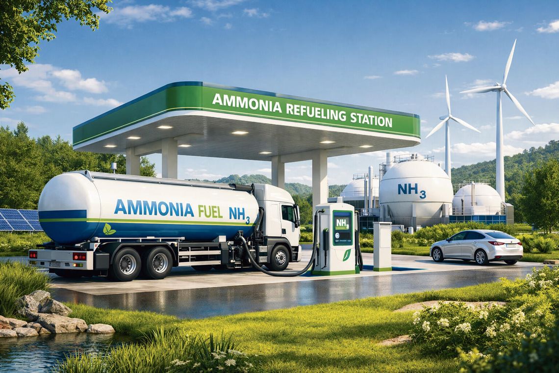 Schemat silnika spalinowego zasilanego amoniakiem z domieszką wodoru