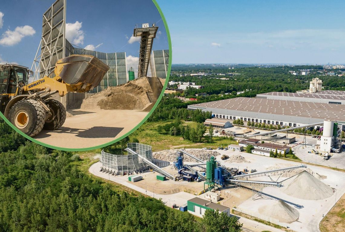 Linia technologiczna do recyklingu betonu w zakładzie Heidelberg Materials Polska w Dąbrowie Górniczej.
