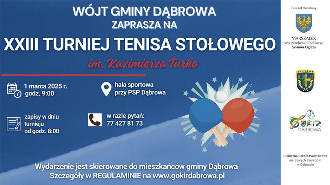 Dąbrowa zaprasza na tenisa stołowego i piłkę nożną księży