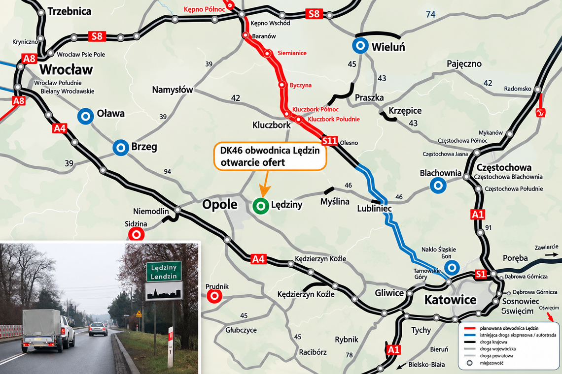 Dziewięć firm chce wybudować obwodnicę Lędzin. GDDKiA otrzymała oferty