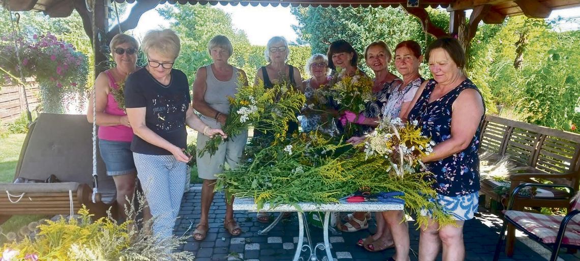 Kwiaty, zioła i tradycja w Klubie Seniora Seniorki z Klubu Seniora w Nakle przygotowują bukiety z ziół, traw i kwiatów przed świętem Wniebowzięcia NMP.