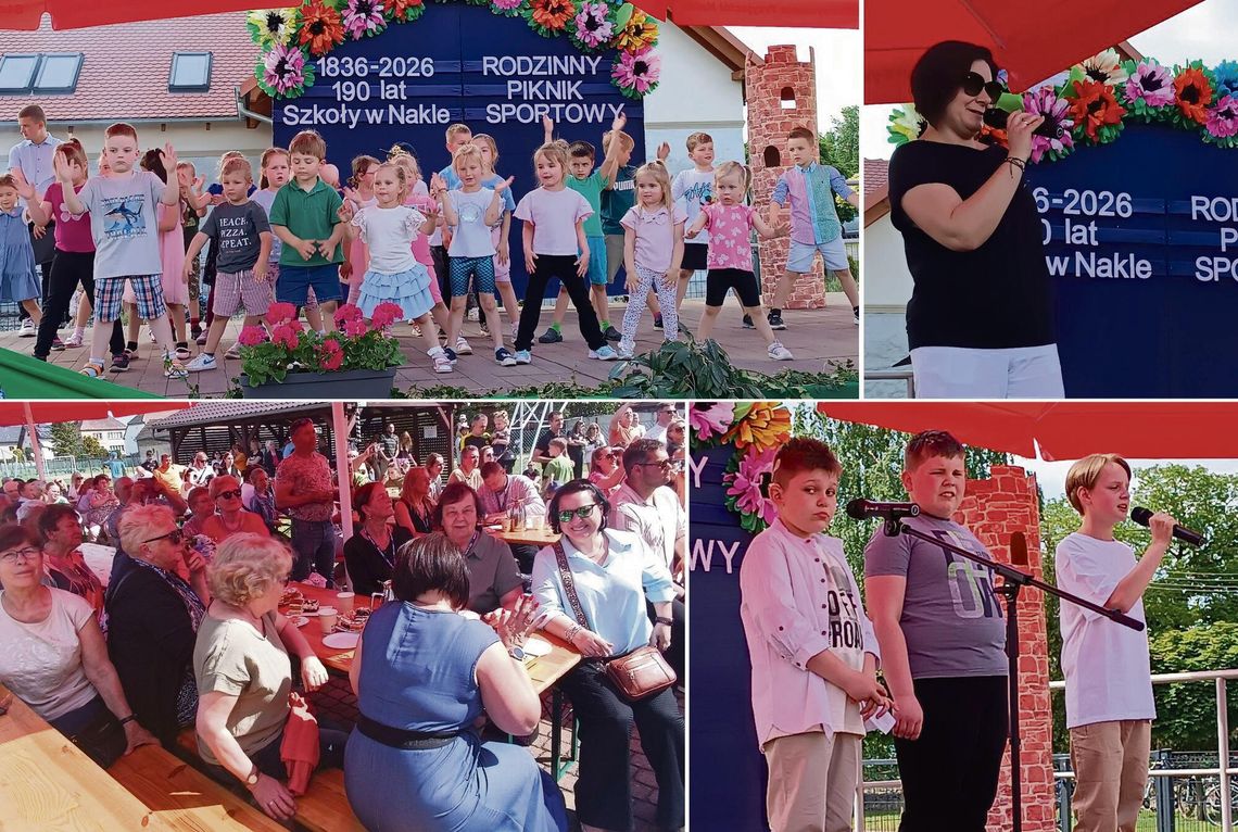 Nakło świętuje 190 lat szkoły! Piknik rodzinny, występy uczniów i wspomnienia absolwentów Uczniowie Szkoły w Nakle występują na scenie podczas jubileuszu 190‑lecia