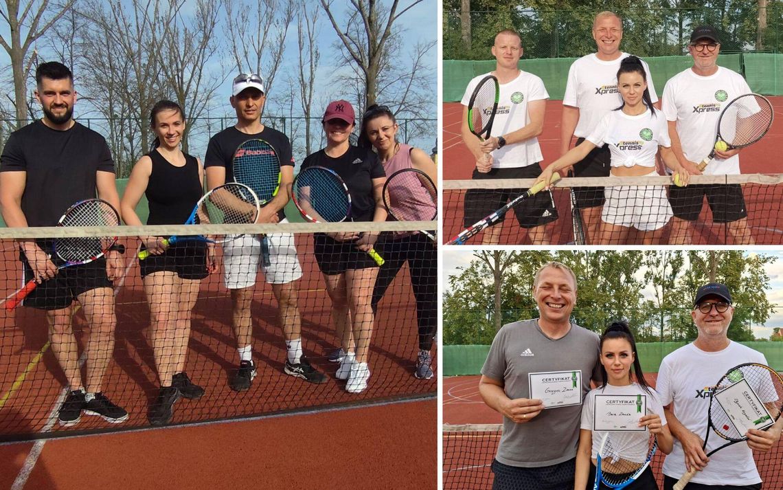 Grupa nowych tenisistów podczas kursu Tenis Ekspress w gminie Tarnów Opolski