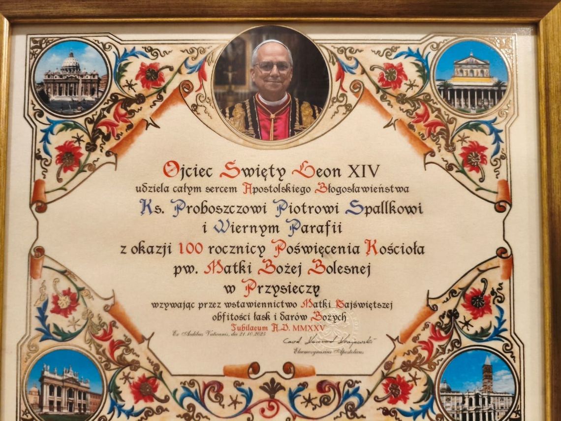 Papieskie błogosławieństwo dla Przysieczy