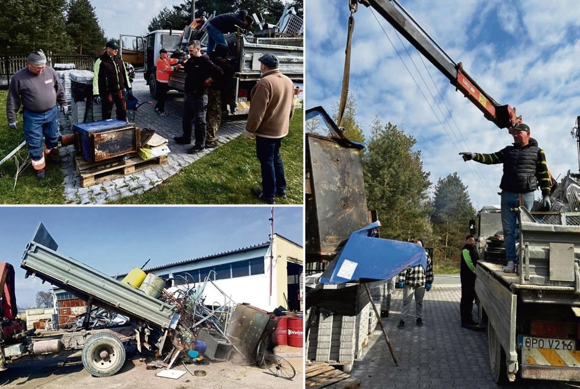 Mieszkańcy sołectwa Miedziana podczas zbiórki złomu wspierającej fundusz sołecki