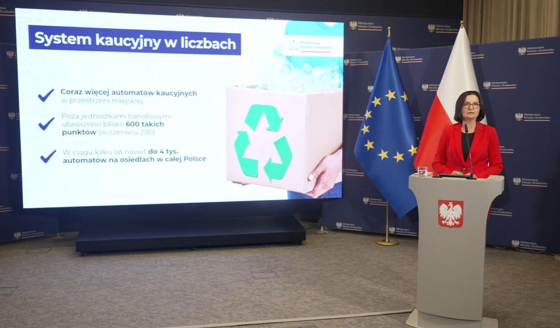 Automat kaucyjny do zwrotu butelek i puszek w ramach polskiego systemu kaucyjnego.