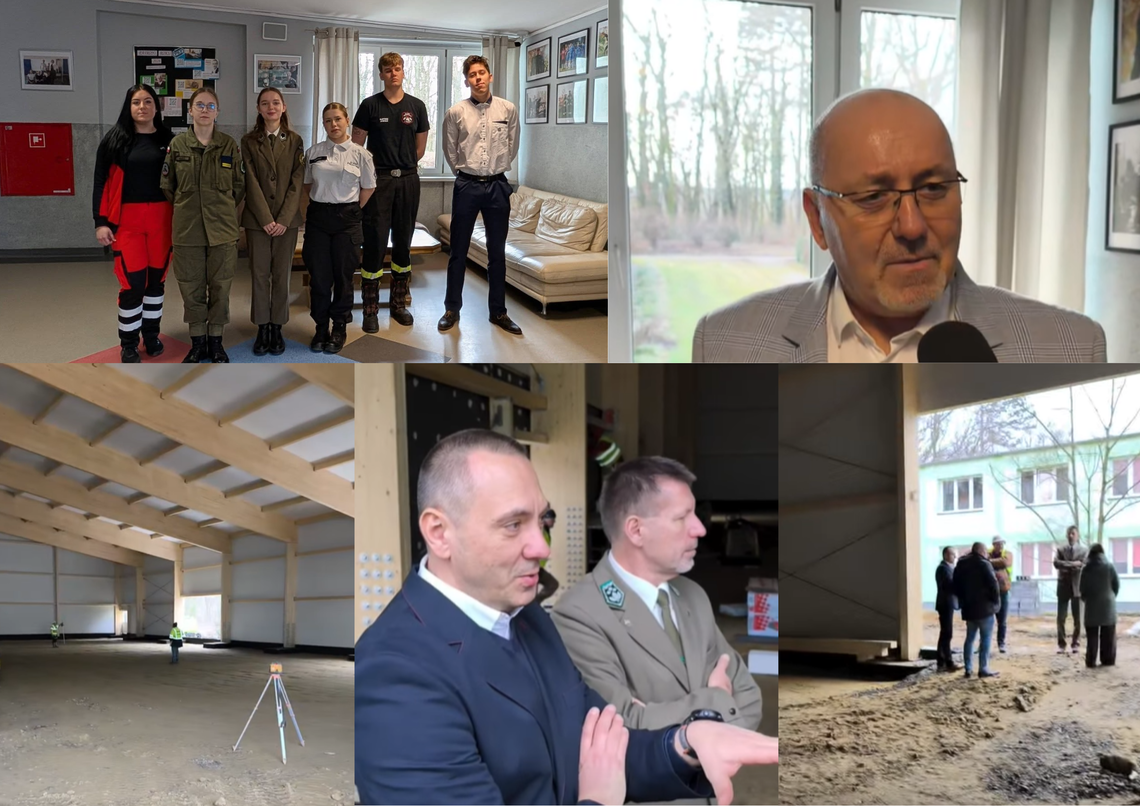 Szkoły powiatu opolskiego stawiają na naukę i sport, a nowa hala sportowa w Prószkowie rośnie w oczach Uczniowie i dyrektorzy szkół powiatu opolskiego podczas wizyty na placu budowy nowej hali sportowej w Prószkowie