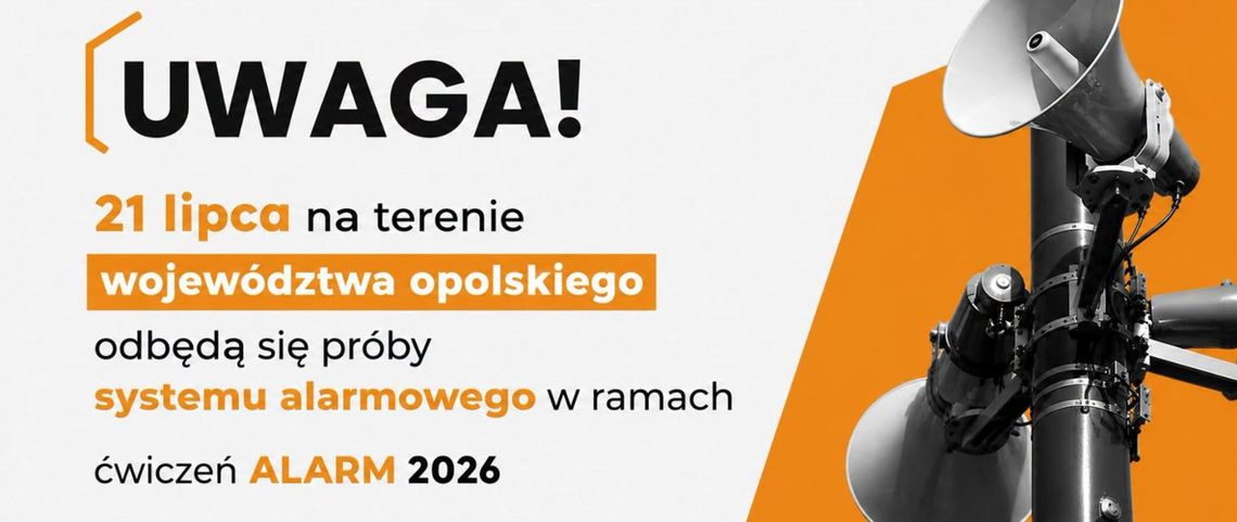 Usłyszysz dziś syreny alarmowe i dostaniesz Alert RCB? Nie panikuj. W całym kraju trwają ćwiczenia „ALARM 2026” Syrena alarmowa na budynku podczas ogólnopolskich ćwiczeń ALARM 2026. Mieszkańcy powiatu krapkowickiego otrzymują również Alert RCB.