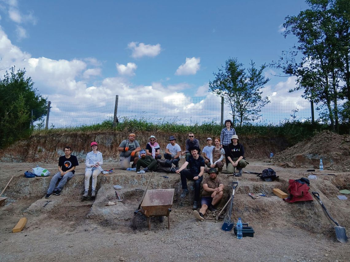 W Krasiejowie ruszył sezon wykopalisk. Studenci odkrywają szczątki sprzed ponad 200 milionów lat Studenci i paleontolodzy podczas wykopalisk w Krasiejowie — prace w wykopie, narzędzia i odsłaniane skamieniałości